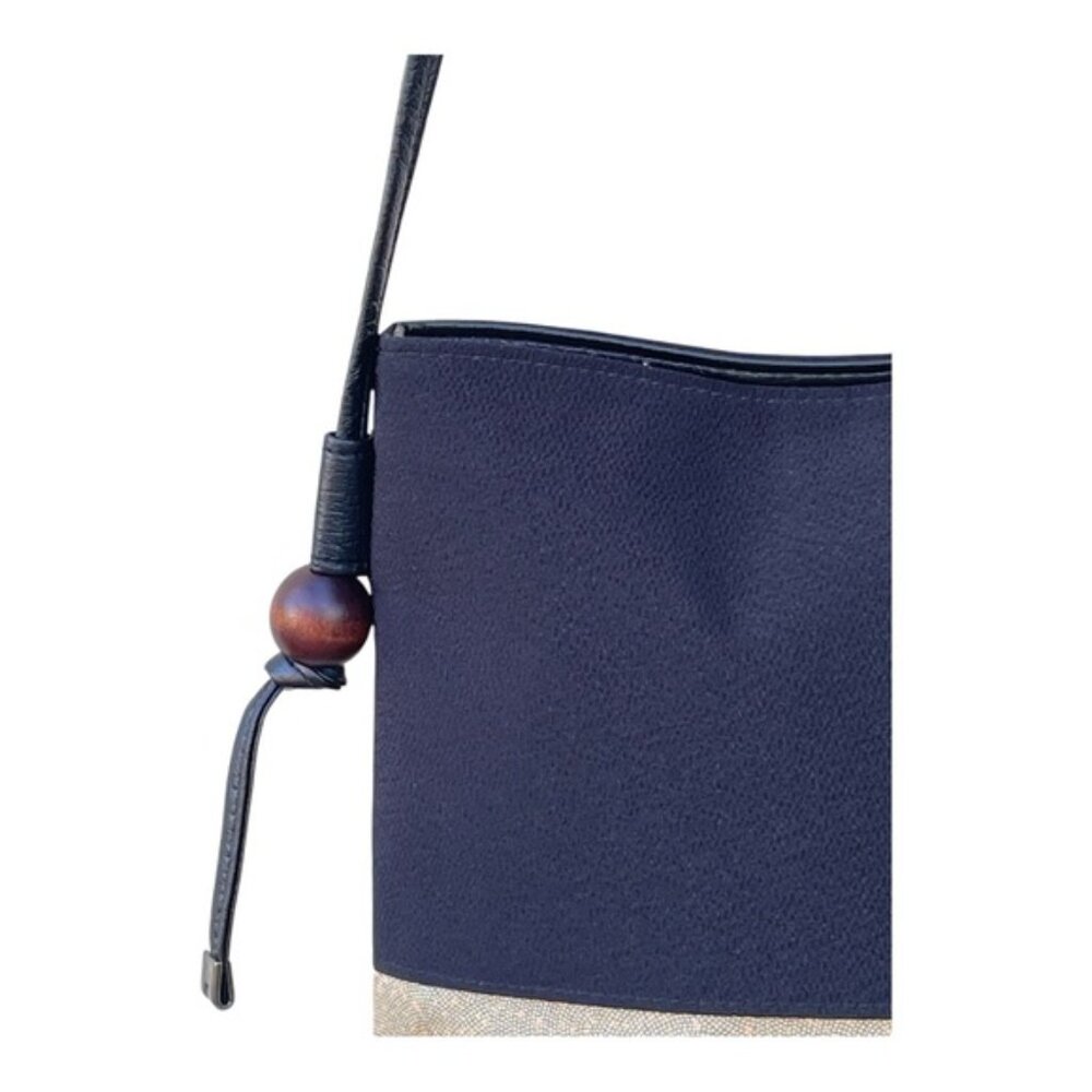 Two-Tone Checkerboard Pattern Canvas Crossbody Bag - image 5